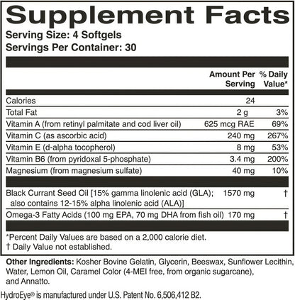 ScienceBased Health HydroEye Dry Eye Supplement – Clinically Tested with GLA & Omega-3 – Supports a Healthy Tear Film for Lasting Eye Comfort – 120 Softgels